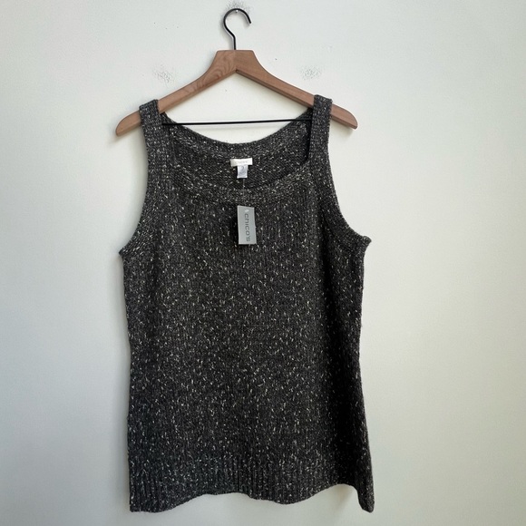 NEW Chico’s Fergie Sparkle Tank Top Sweater Size 3 (XL/ 16) Women’s Alpaca Wool - Picture 1 of 13
